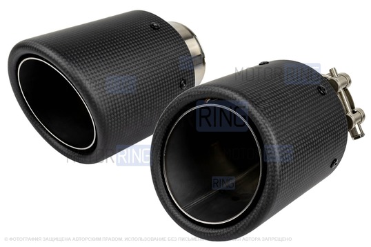 Круглые насадки глушителя из нержавеющей стали Sal-Man HJ-CBM002 d101мм (2шт) со скосом и карбоновой накладкой_1