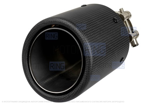 Круглые насадки глушителя из нержавеющей стали Sal-Man HJ-CBM002 d101мм (2шт) со скосом и карбоновой накладкой