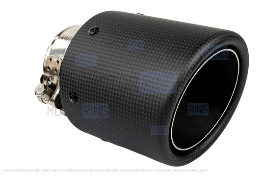 Круглые насадки глушителя из нержавеющей стали Sal-Man HJ-CBM002 d101мм (2шт) со скосом и карбоновой накладкой