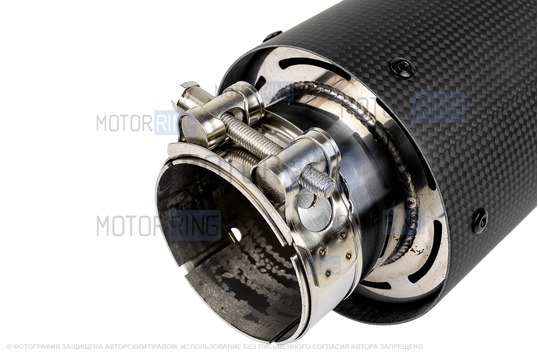 Круглые насадки глушителя из нержавеющей стали Sal-Man HJ-CBM002 d101мм (2шт) со скосом и карбоновой накладкой