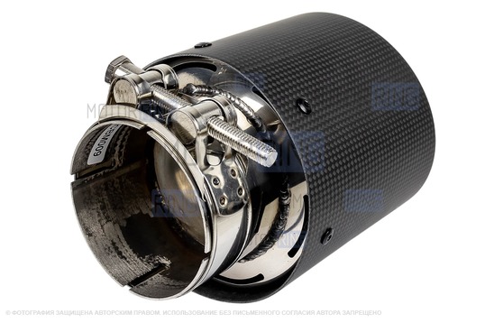 Круглые насадки глушителя из нержавеющей стали Sal-Man HJ-CBM009 d114мм (2шт) со скосом и карбоновой накладкой