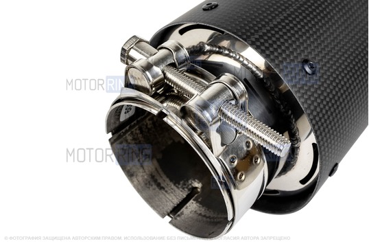 Круглые насадки глушителя из нержавеющей стали Sal-Man HJ-CBM009 d114мм (2шт) со скосом и карбоновой накладкой