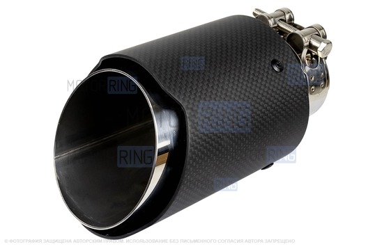 Круглые насадки глушителя из нержавеющей стали Sal-Man HJ-CBM003 d89мм (2шт) со скосом и фигурной карбоновой накладкой