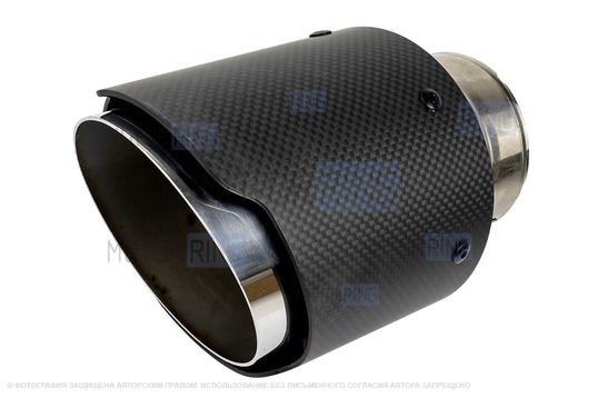 Круглые насадки глушителя из нержавеющей стали Sal-Man HJ-CBM004 d101мм (2шт) со скосом и фигурной карбоновой накладкой