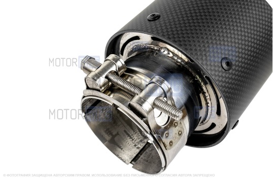 Круглые насадки глушителя из нержавеющей стали Sal-Man HJ-CBM004 d101мм (2шт) со скосом и фигурной карбоновой накладкой