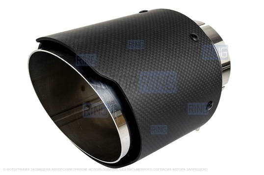 Круглые насадки глушителя из нержавеющей стали Sal-Man HJ-CBM007 d114мм (2шт) со скосом и фигурной карбоновой накладкой