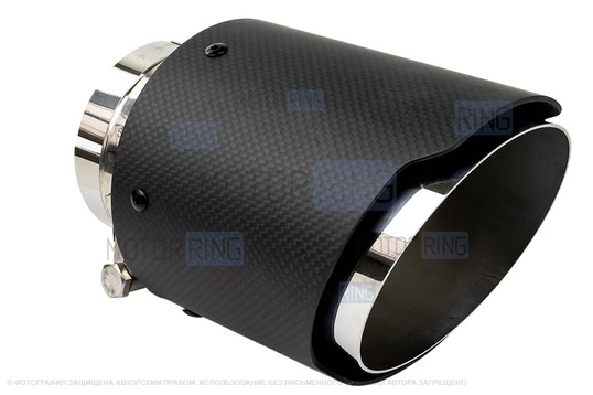 Круглые насадки глушителя из нержавеющей стали Sal-Man HJ-CBM007 d114мм (2шт) со скосом и фигурной карбоновой накладкой