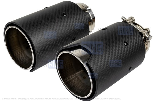 Круглые насадки глушителя из нержавеющей стали Sal-Man HJ-CBM008 d89мм (2шт) с карбоновой накладкой_1