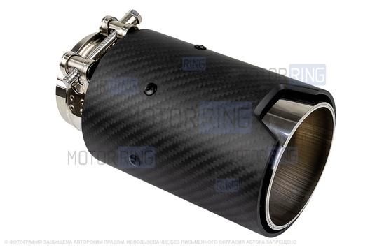 Круглые насадки глушителя из нержавеющей стали Sal-Man HJ-CBM008 d89мм (2шт) с карбоновой накладкой