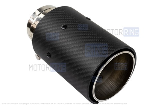 Круглые насадки глушителя из нержавеющей стали Sal-Man HJ-CBM008 d89мм (2шт) с карбоновой накладкой