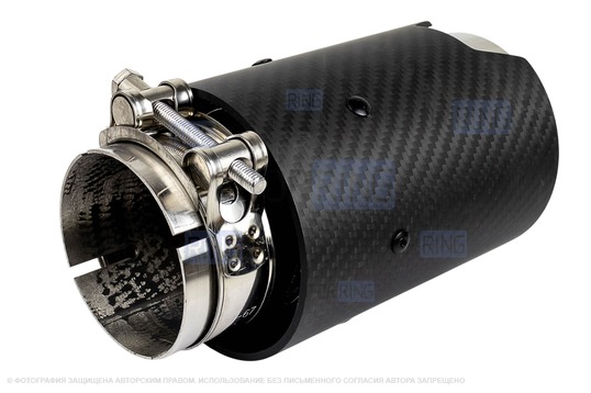 Круглые насадки глушителя из нержавеющей стали Sal-Man HJ-CBM008 d89мм (2шт) с карбоновой накладкой