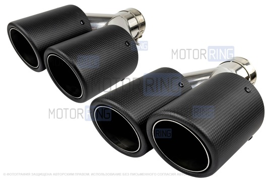 Раздвоенные насадки глушителя из нержавеющей стали Sal-Man HJ-CBM010 d89мм (2шт) со скосом и карбоновой накладкой_1