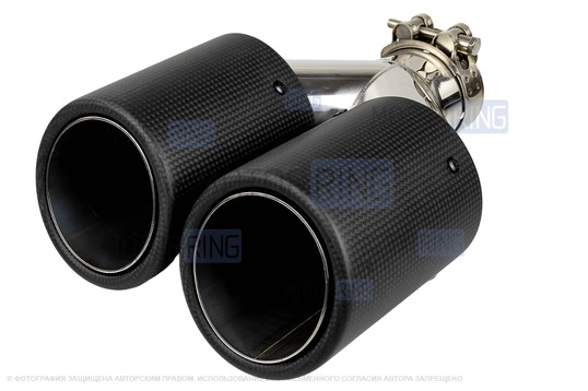 Раздвоенные насадки глушителя из нержавеющей стали Sal-Man HJ-CBM010 d89мм (2шт) со скосом и карбоновой накладкой