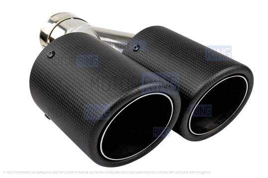 Раздвоенные насадки глушителя из нержавеющей стали Sal-Man HJ-CBM010 d89мм (2шт) со скосом и карбоновой накладкой