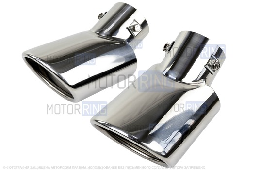 Овальные насадки глушителя Sal-Man HJ-423 Big d80мм (2шт) из нержавеющей стали_1