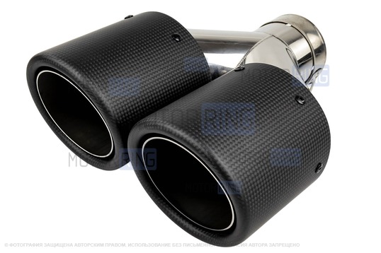 Раздвоенные насадки глушителя из нержавеющей стали Sal-Man HJ-CBM011 d101мм (2шт) со скосом и карбоновой накладкой