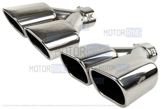 Раздвоенные квадратные насадки глушителя из нержавеющей стали (2шт) Sal-Man HJ-331 со скосом _1