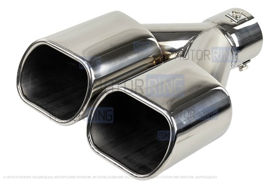 Раздвоенные квадратные насадки глушителя из нержавеющей стали (2шт) Sal-Man HJ-331 со скосом 