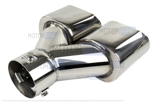 Раздвоенные квадратные насадки глушителя из нержавеющей стали (2шт) Sal-Man HJ-331 со скосом 