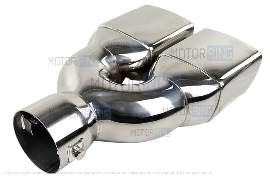 Раздвоенные квадратные насадки глушителя (2шт) из нержавеющей стали Sal-Man HJ-H3014 d175х90мм со скосом