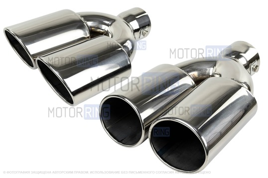 Раздвоенные насадки глушителя Sal-Man HJ-3037 d86х65мм (2шт) из нержавеющей стали_1