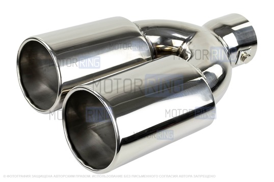 Раздвоенные овальные насадки глушителя Sal-Man HJ-3011 d85х67мм (2шт) из нержавеющей стали