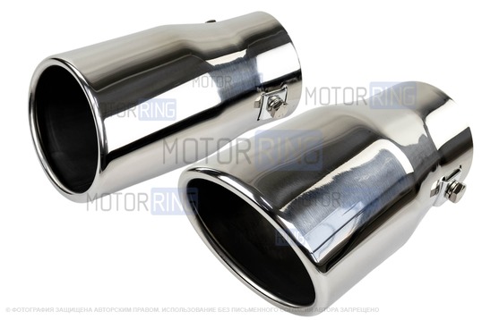 Овальные насадки глушителя Sal-Man HJ-428 d85х65мм (2шт) из нержавеющей стали_1