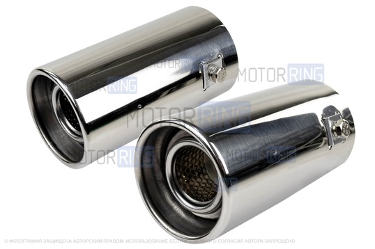 Круглые насадки глушителя Sal-Man HJ-6051 d63мм (2шт) из нержавеющей стали_1