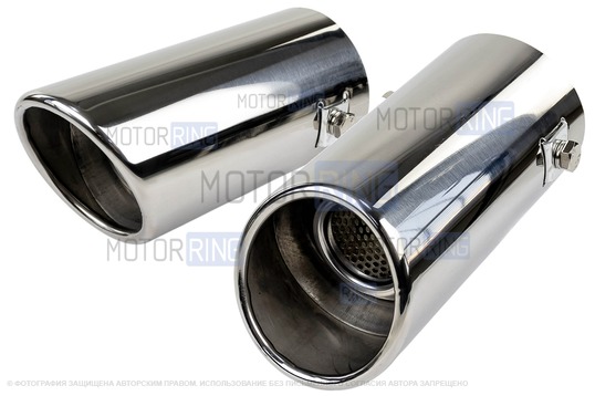 Круглые насадки глушителя Sal-Man HJ-6021 d63мм (2шт) из нержавеющей стали_1