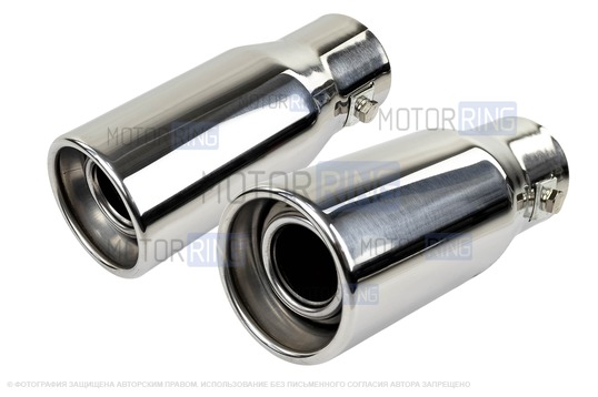 Круглые насадки глушителя Sal-Man HJ-6024 d61мм (2шт) из нержавеющей стали_1