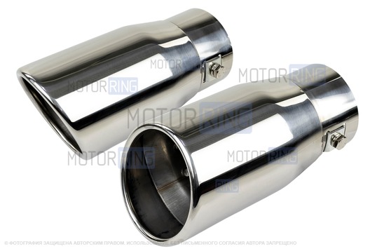 Круглые насадки глушителя из нержавеющей стали Sal-Man HJ-889 d78мм (2шт) со скосом_1