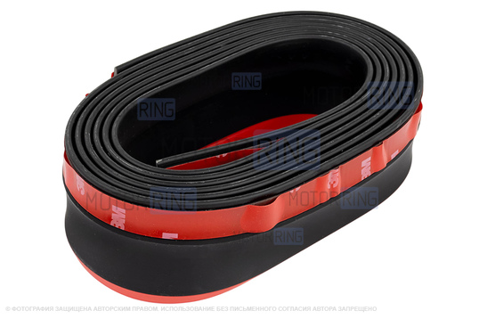 Универсальная резиновая губа Самурай черная с красным кантом на передний бампер