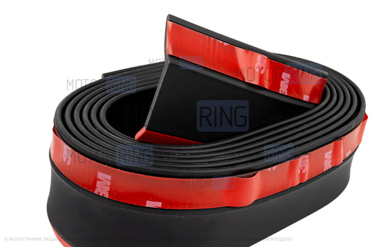 Универсальная резиновая губа Самурай черная с красным кантом на передний бампер