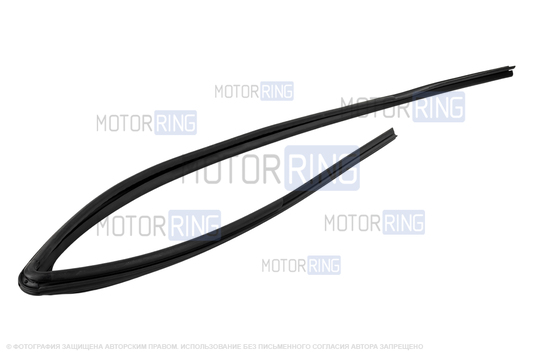 Уплотнители опускных стекол передних боковых дверей верхние рамочные (2шт) для Лада Ларгус