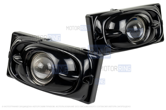 Противотуманные фары с линзой, черный корпус для ВАЗ 2110-2112, 2113-2115