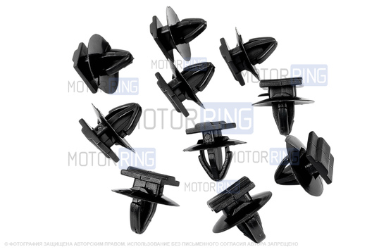 Черные пистоны крепления молдингов дверей, накладок арок, обтекателей порогов (10шт) для Лада Калина 2 Кросс, Гранта FL Кросс, Веста Кросс, Веста SW Кросс, Веста Спорт, Нива Тревел, Шевроле Нива_1