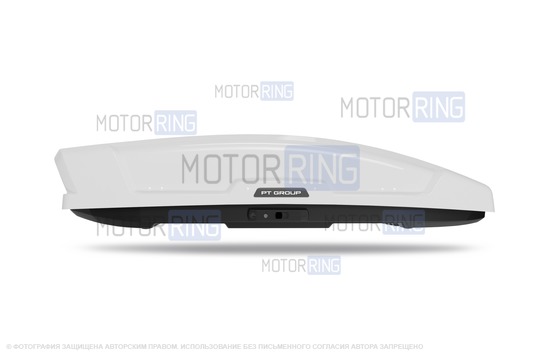 Акриловый аэродинамический двусторонний бокс-багажник PT Group Space White Luxe (490л) на крышу_1