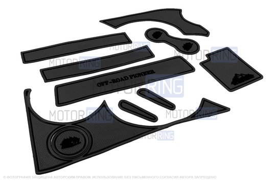 Комплект противоскользящих ковриков MR Off-Road с черной окантовкой для Шевроле Нива, Лада Нива Тревел_1