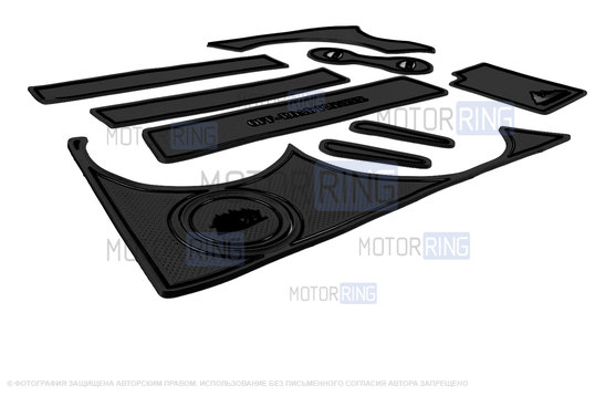 Комплект противоскользящих ковриков MR Off-Road с черной окантовкой для Шевроле Нива, Лада Нива Тревел
