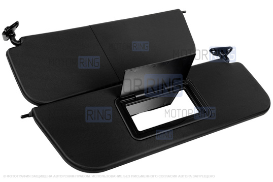 Черные солнцезащитные козырьки с закрывающимся зеркалом для ВАЗ 2101-2107_1