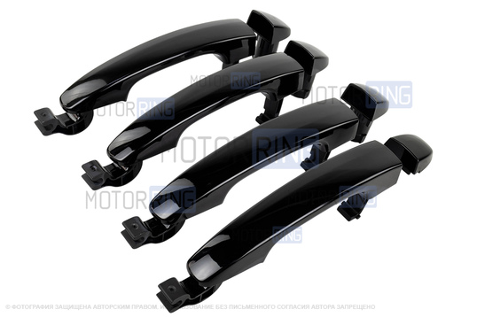 Наружные черные лаковые ручки дверей для Лада Веста, Веста NG