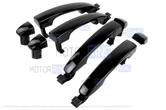 Наружные черные лаковые ручки дверей для Лада Веста, Веста NG