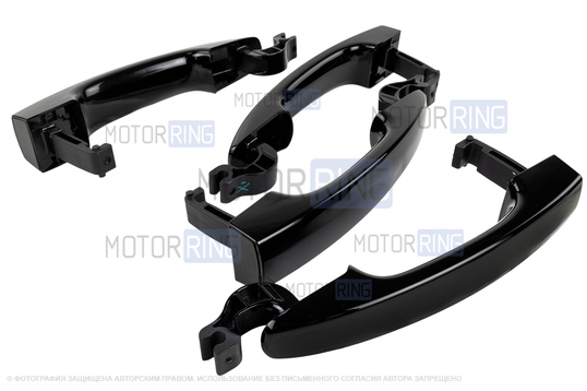 Наружные черные лаковые ручки дверей для Лада Веста, Веста NG