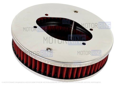 Ремкомплект воздушного фильтра с красным круглым фильтром нулевого сопротивления для карбюраторных ВАЗ 2101-2107, 2108-21099, 2110-2112, 2113-2115, Лада 4х4 (Нива), Ока