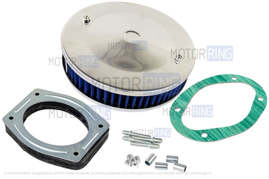 Ремкомплект воздушного фильтра с синим круглым фильтром нулевого сопротивления для карбюраторных ВАЗ 2101-2107, 2108-21099, 2110-2112, 2113-2115, Лада 4х4 (Нива), Ока_1