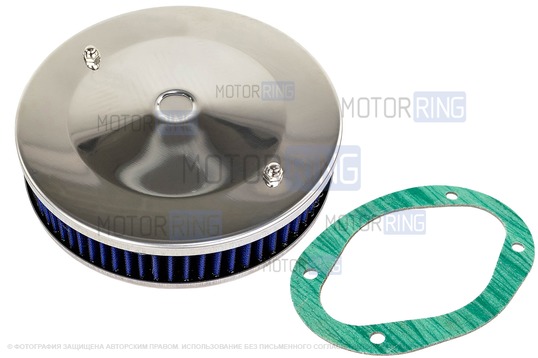 Ремкомплект воздушного фильтра с синим круглым фильтром нулевого сопротивления для карбюраторных ВАЗ 2101-2107, 2108-21099, 2110-2112, 2113-2115, Лада 4х4 (Нива), Ока