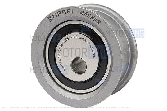 Натяжной ролик ГРМ двухрядный Marel Magnum для 8 кл ВАЗ 2108-21099, 2110-2112, 2113-2115, Лада Калина, Приора, Гранта в комплектации Стандарт, Ока
