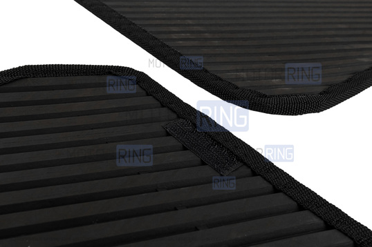 Салонные резиновые ковры Rezkon 3D в стиле EVA с ячейками Ромб и черным кантом для 3-дверных Лада Нива Легенд