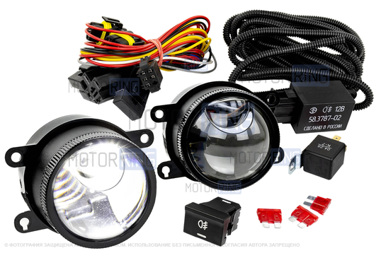 Комплект подключения ПТФ Sal-Man 16000lux (ближний свет 70W и дальний 60W) с защитой от перегрева для Лада Искра, Искра Кросс