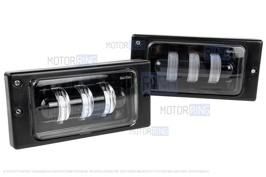 Светодиодные ПТФ Sal-Man 29W 4600lux 3 полосы двухцветные (бело-синий 6000К и желтый 3000К) для ВАЗ 2110-2112, 2113-2115, Шевроле Нива до рестайлинга 2009 года